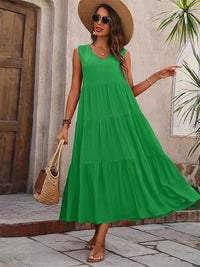 Nicoline | Women's Tiered A-Line Sleeveless Midi Dress