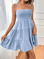 Neele | Women's Smocked Bustier Tiered Mini Dress