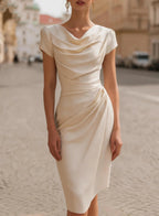 Lykke | Women's Draped Cowl-Neck Midi Dress