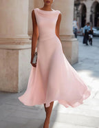 Maartje | Women's Draped Cowl-Neck Ruched-Waist Midi Dress