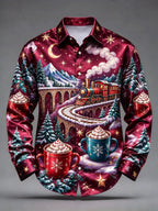 Hudson | Christmas Blouse with Festive Train Print for Men