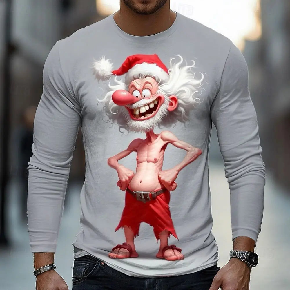 Dieuwe | Men's Funny Santa Print Christmas Blouse Crew Neck