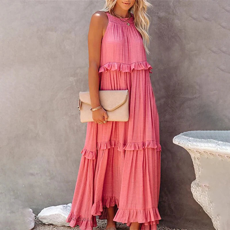 Ottilie | Women's A-Line Dress with Ruffled Tiered Hem Maxi