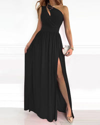 Evi | Women's One-Shoulder Wrap Maxi Dress with Slit
