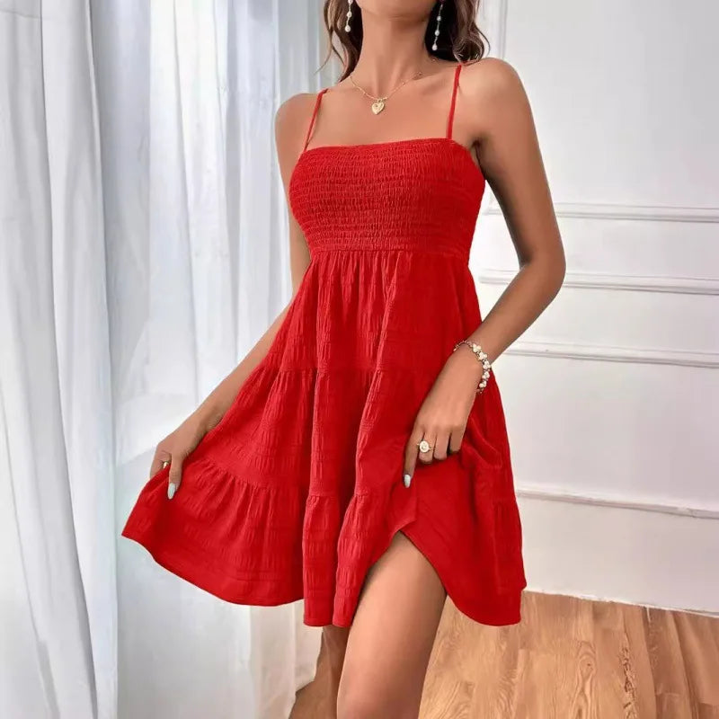 Neele | Women's Smocked Bustier Tiered Mini Dress