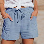 Sienna | Women's High-Waist Tailored Linen Shorts with Front Pockets