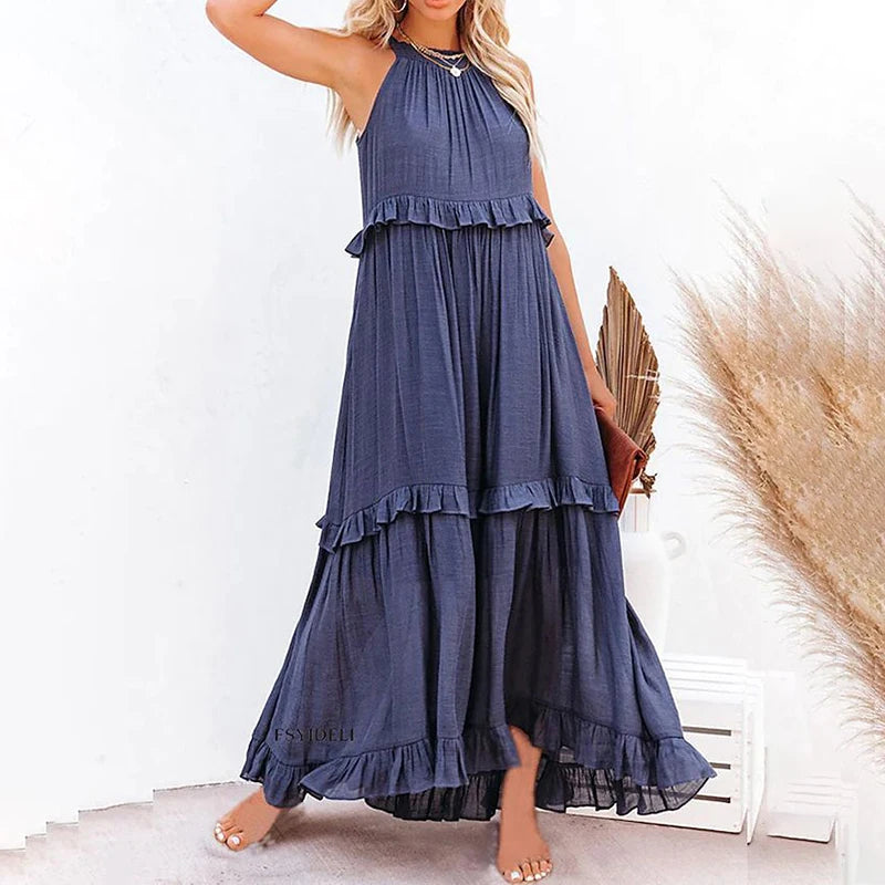 Ottilie | Women's A-Line Dress with Ruffled Tiered Hem Maxi