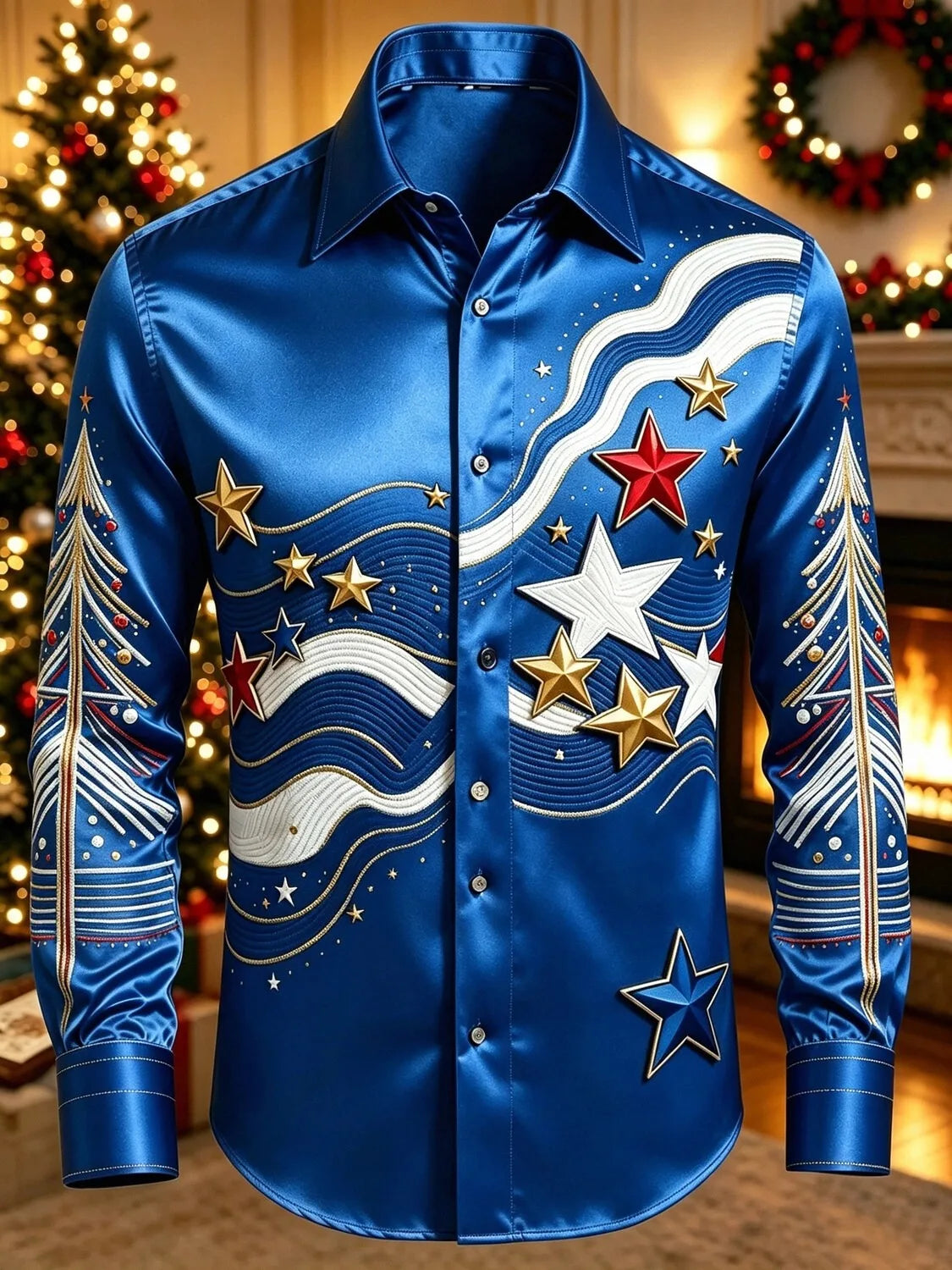 Ingo | Men's Reindeer Print Christmas Blouse Button-Down