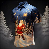 Gunner | Men's Short Sleeve Christmas Blouse with Santa Print