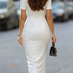 Carien | Women's V-Neck Draped Waist Cocktail Dress Sheath