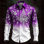 Sjaak | Men's Ombre Snowflake Print Christmas Blouse
