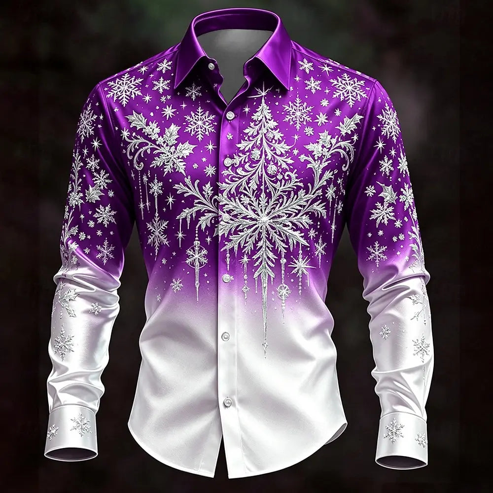 Sjaak | Men's Ombre Snowflake Print Christmas Blouse