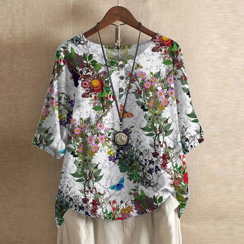 Chiara | Women's Floral Print Short Sleeve Blouse
