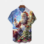 Torben | Men's Printed Button-Down Short Sleeve Christmas Blouse