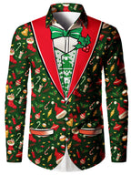 Ambros | Christmas Blouse Faux-Tailcoat Button-Down Shirt for Men