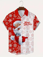 Mathieu | Men's Printed Short Sleeve Christmas Blouse