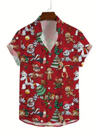 Mathieu | Men's Printed Short Sleeve Christmas Blouse