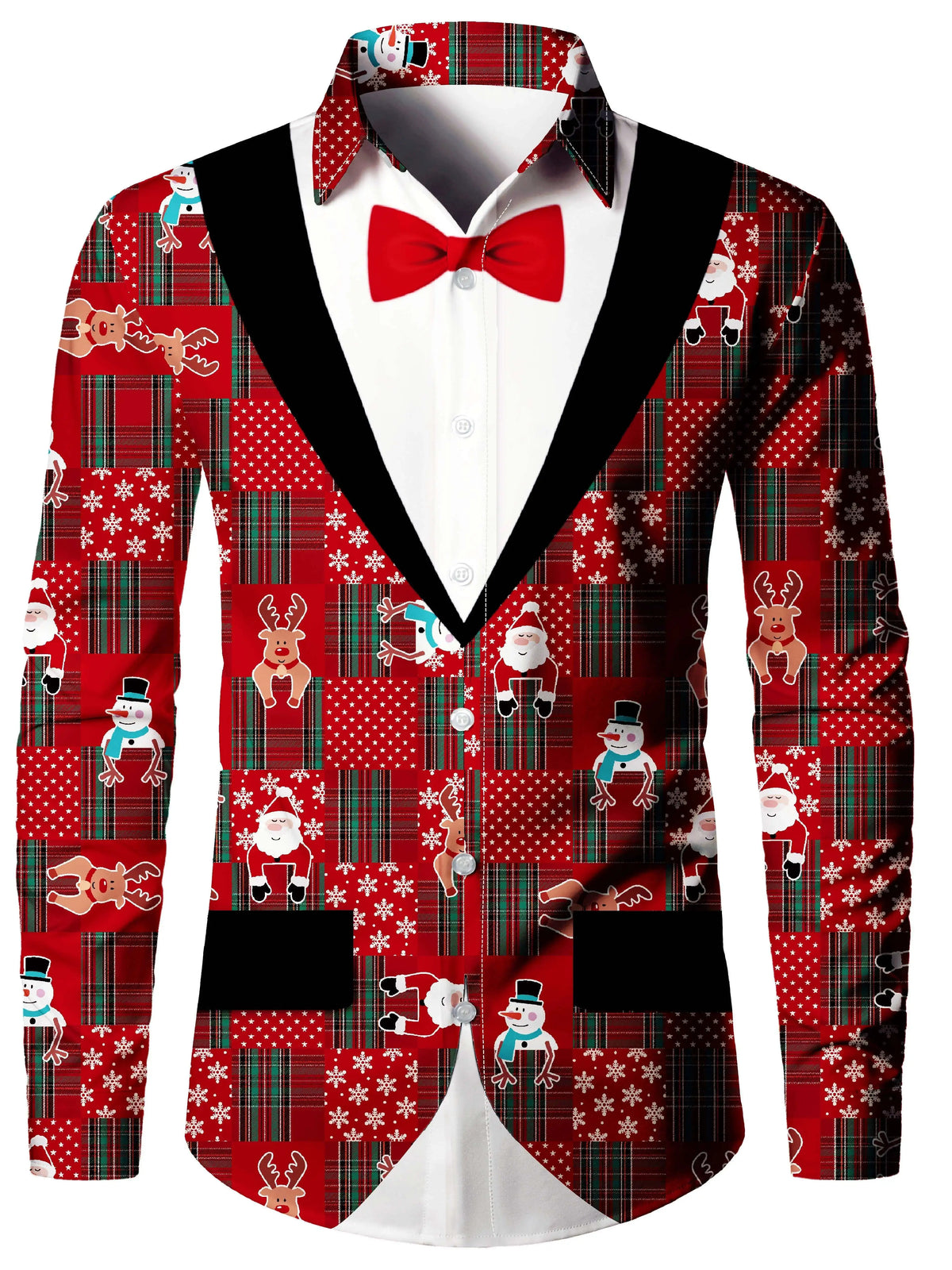 Ambros | Christmas Blouse Faux-Tailcoat Button-Down Shirt for Men