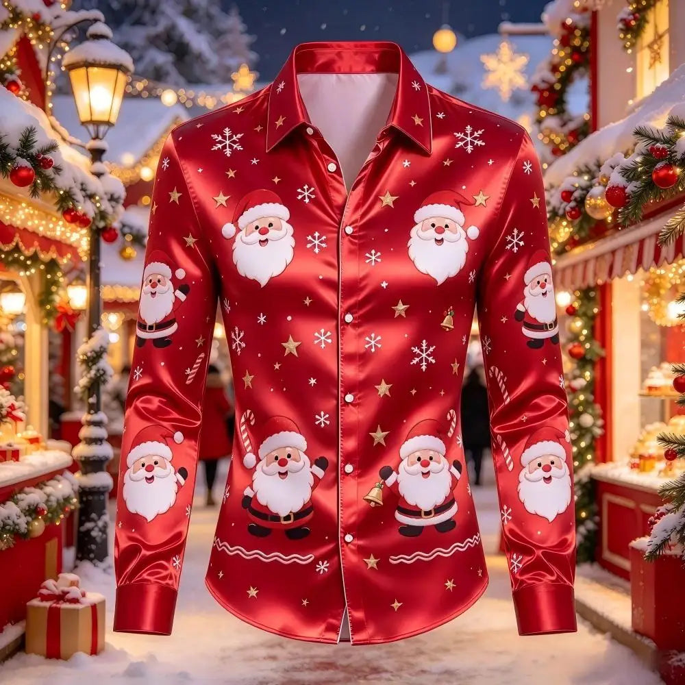 Louis | Men's Christmas Blouse with Gingerbread Print