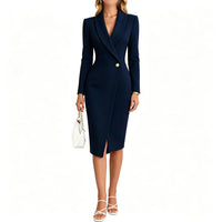 Natalie | Women's Notched Lapel Wrap Blazer Midi Dress