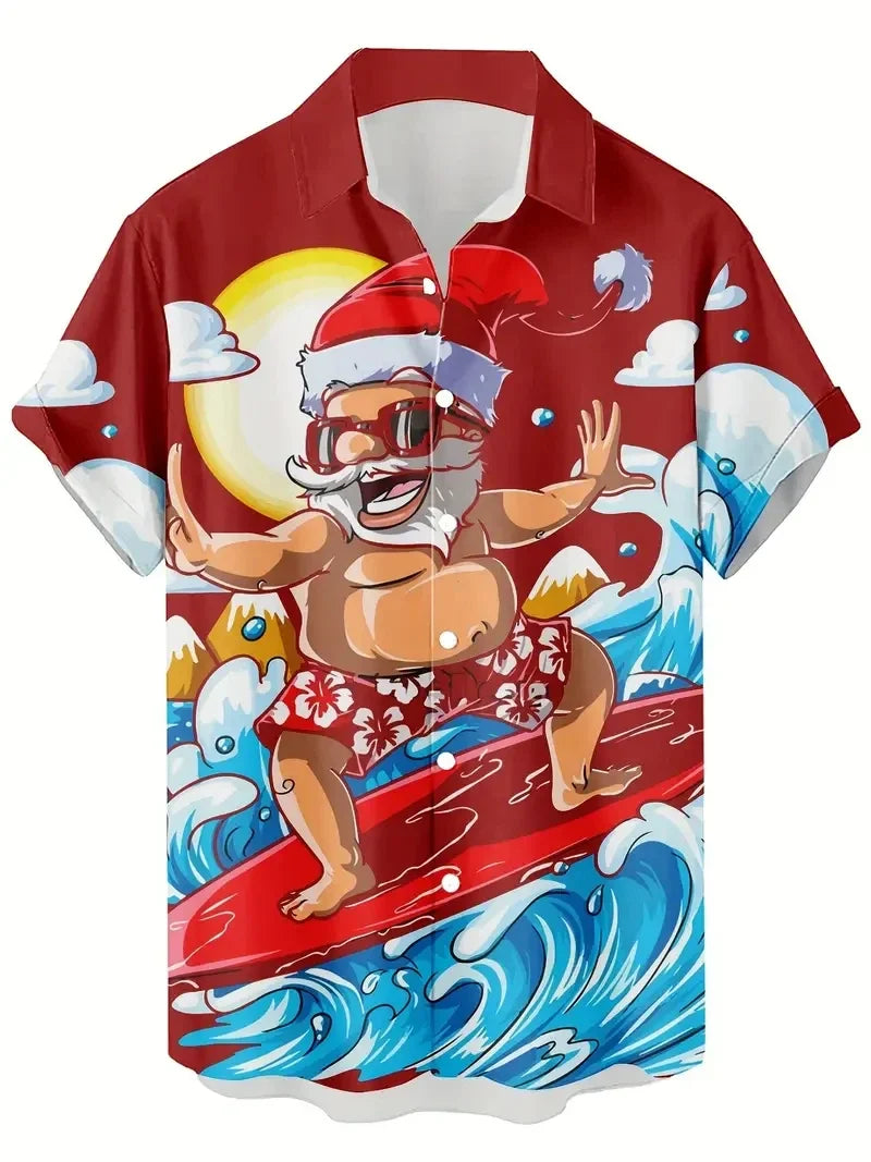 Mathieu | Men's Printed Short Sleeve Christmas Blouse