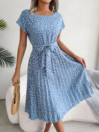 Nika | Women's Floral Pleated A-Line Midi Dress
