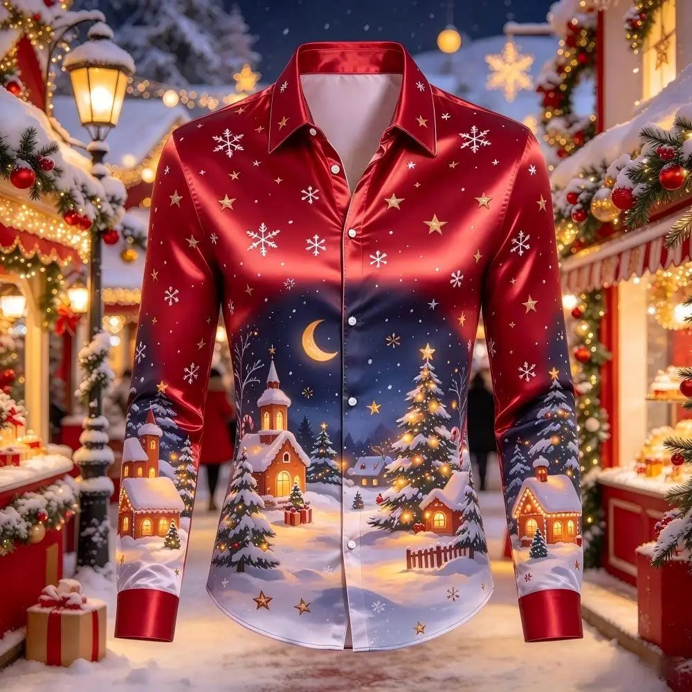 Louis | Men's Christmas Blouse with Gingerbread Print