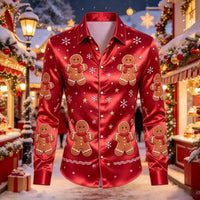 Louis | Men's Christmas Blouse with Gingerbread Print