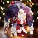 Barnabas | Men's Santa Print Christmas Blouse Button-Down