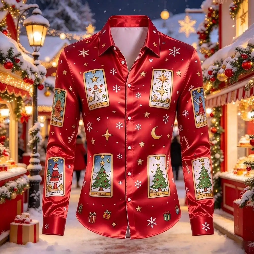 Louis | Men's Christmas Blouse with Gingerbread Print