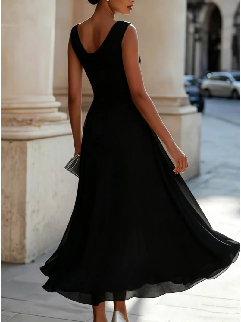 Maartje | Women's Draped Cowl-Neck Ruched-Waist Midi Dress