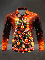Quirin | Men's Snowflake Print Christmas Blouse with Collar