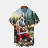 Torben | Men's Printed Button-Down Short Sleeve Christmas Blouse