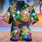 Gunner | Men's Short Sleeve Christmas Blouse with Santa Print