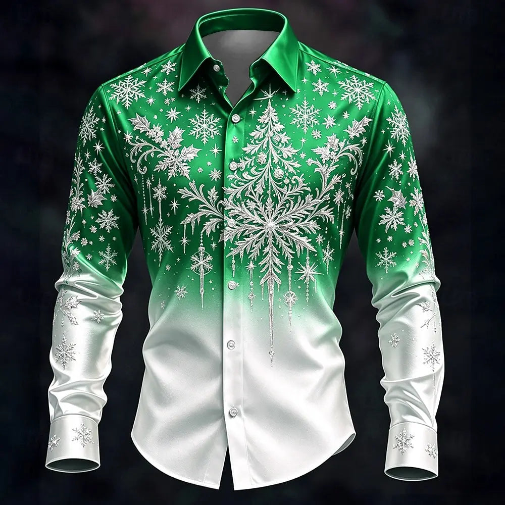 Sjaak | Men's Ombre Snowflake Print Christmas Blouse