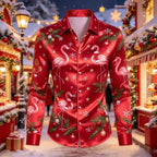 Louis | Men's Christmas Blouse with Gingerbread Print