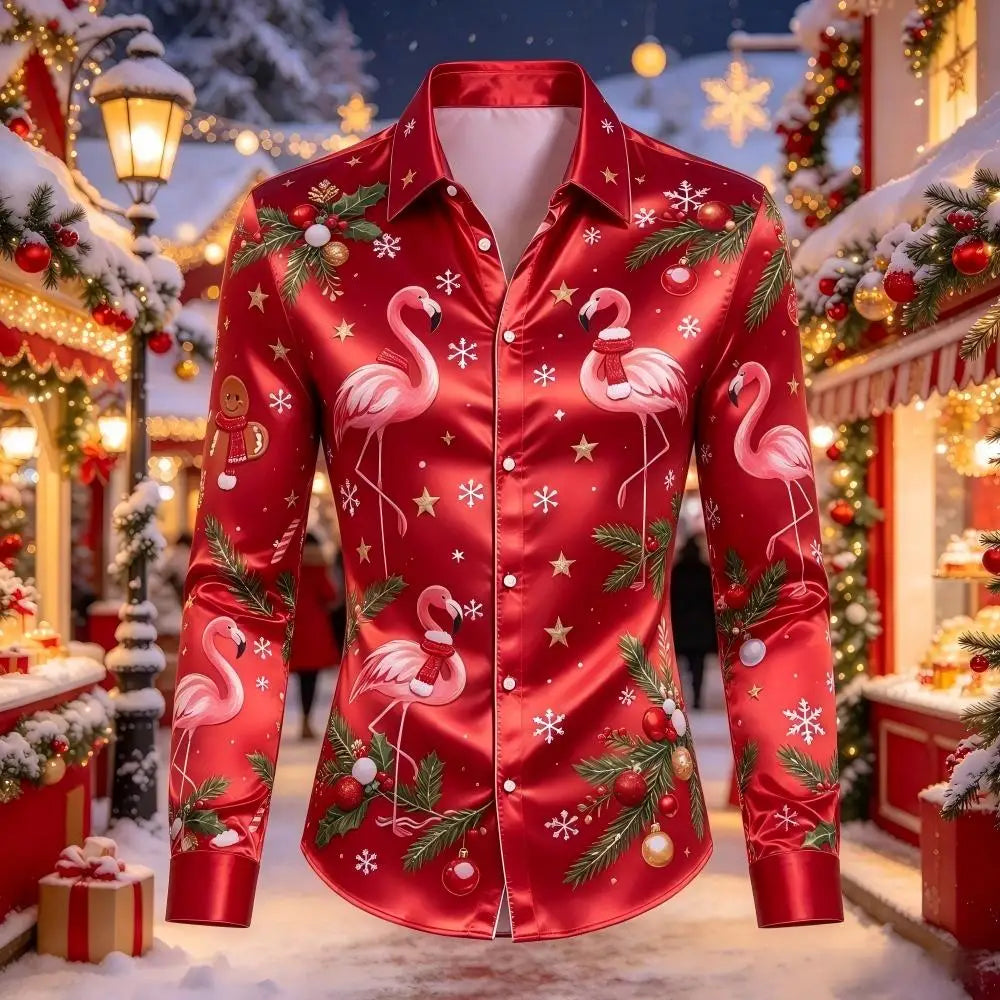 Louis | Men's Christmas Blouse with Gingerbread Print