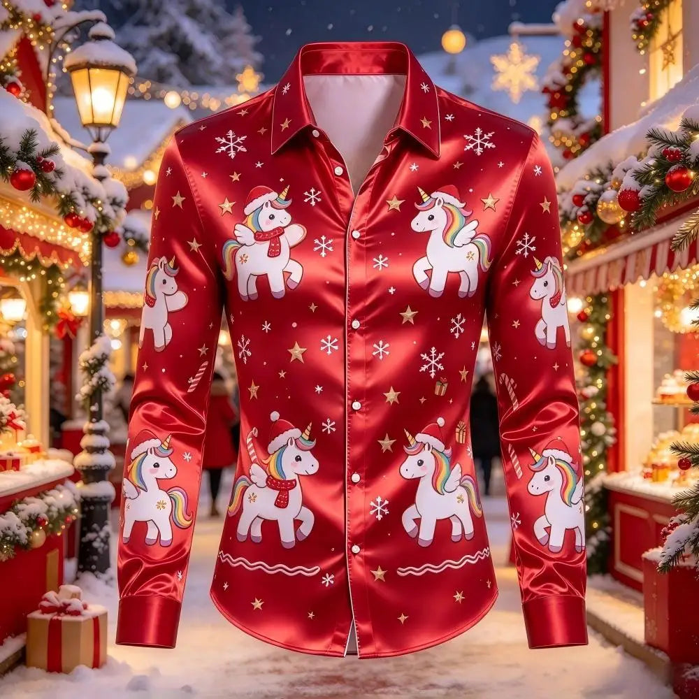 Louis | Men's Christmas Blouse with Gingerbread Print