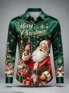 Cesaire | Men's Santa Print Button-Up Christmas Blouse