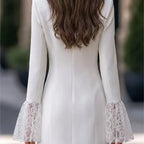 Maia | Women's Double-Breasted Lace-Cuff Blazer Dress