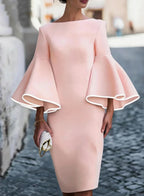 Magda | Women's Bell-Sleeve Bodycon Midi Cocktail Dress