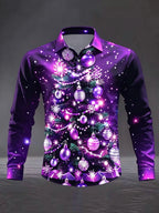 Quirin | Men's Snowflake Print Christmas Blouse with Collar