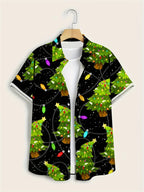 Jelte | Men's Santa Print Short Sleeve Christmas Blouse