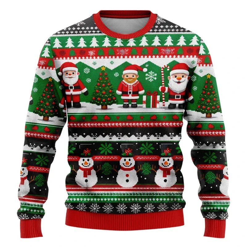 Siegbert | Men's Snowflake Print Crew Neck Christmas Blouse