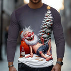 Dieuwe | Men's Funny Santa Print Christmas Blouse Crew Neck