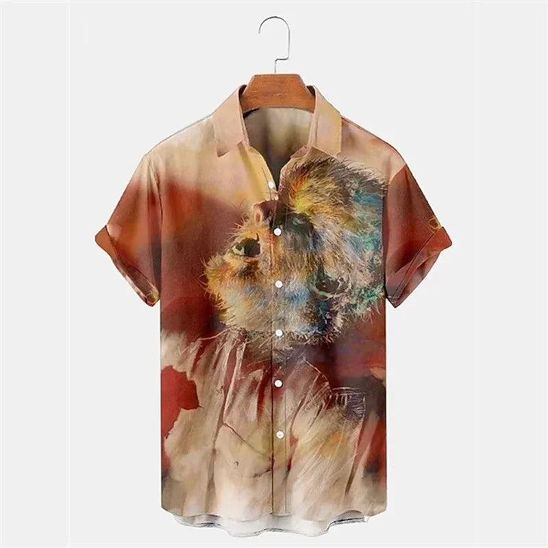 Gunner | Men's Short Sleeve Christmas Blouse with Santa Print