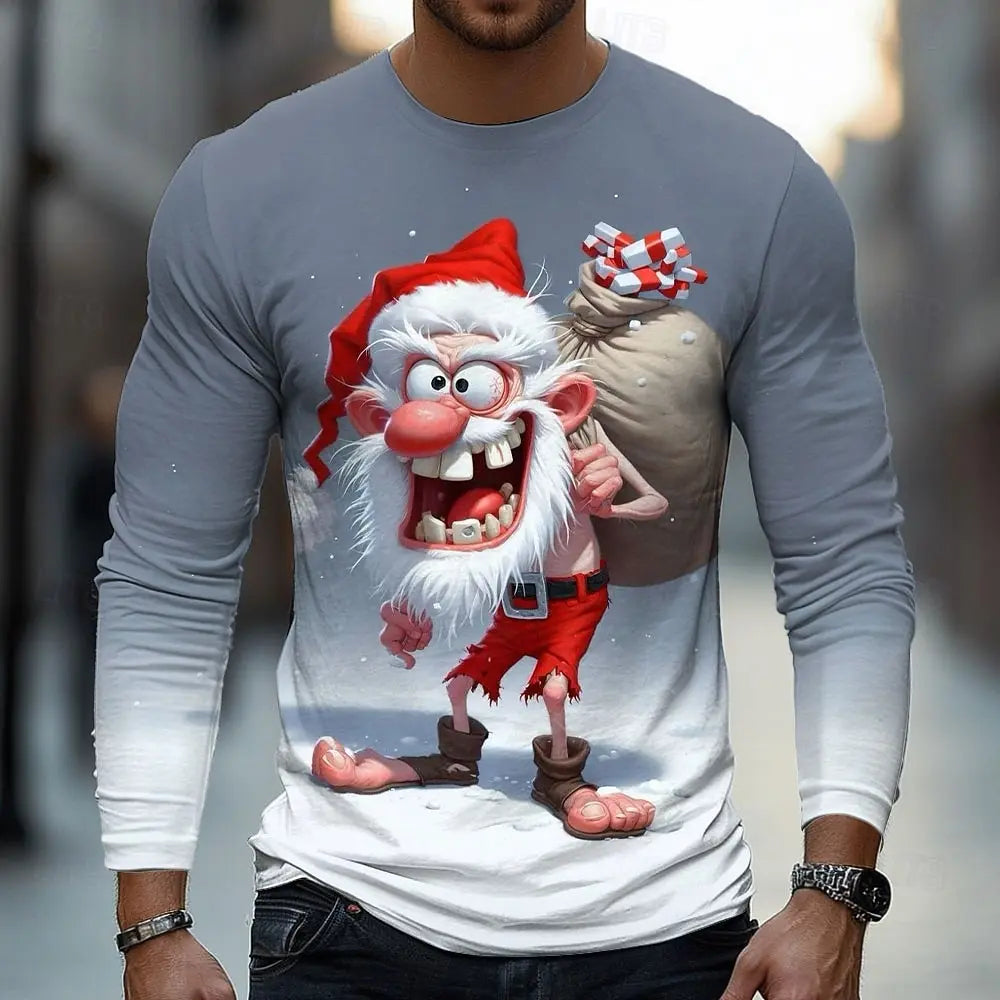 Dieuwe | Men's Funny Santa Print Christmas Blouse Crew Neck