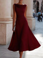 Maartje | Women's Draped Cowl-Neck Ruched-Waist Midi Dress