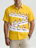 Dashiell | Men's Festive Print Short Sleeve Christmas Blouse