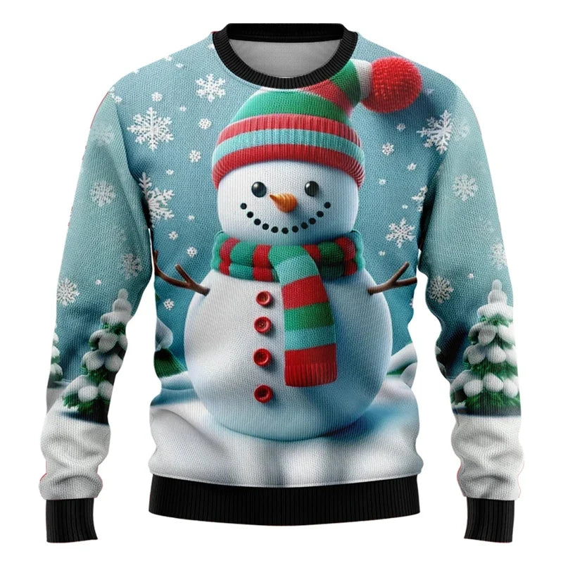 Siegbert | Men's Snowflake Print Crew Neck Christmas Blouse